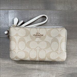 Coach Beige Signature Wristlet